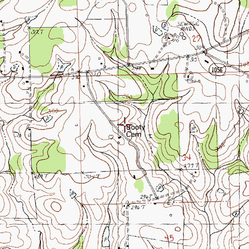 Topographic Map of Booty Cemetery, LA