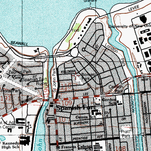 Topographic Map of Boreas Park, LA