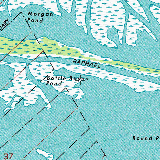 Topographic Map of Bottle Bayou Pond, LA
