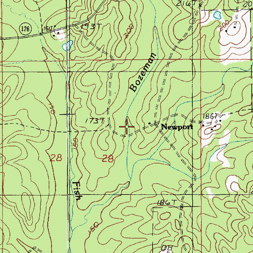 Topographic Map of Bozeman Branch, LA