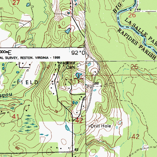 Topographic Map of Bradford Cemetery, LA