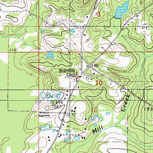 Topographic Map of Brantley Cemetery, LA