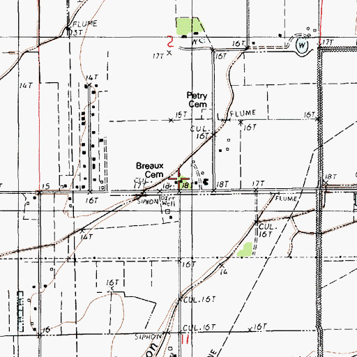 Topographic Map of Breaux Cemetery, LA