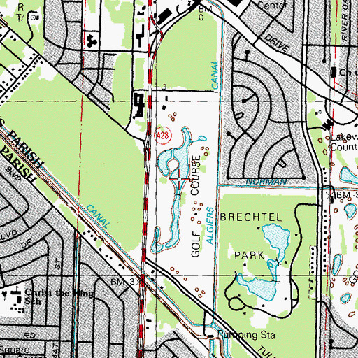 Topographic Map of Brechtel Park, LA