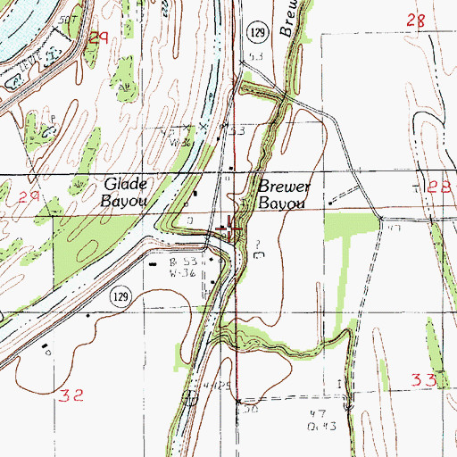 Topographic Map of Brewer Bayou, LA