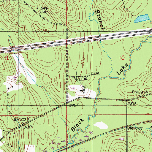 Topographic Map of Brice Cemetery, LA