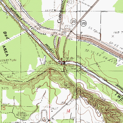 Topographic Map of Bridge 184, LA