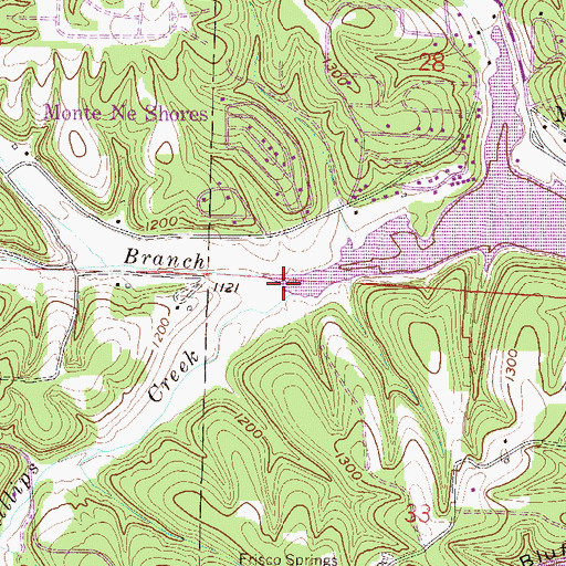 Topographic Map of Phillips Creek, AR