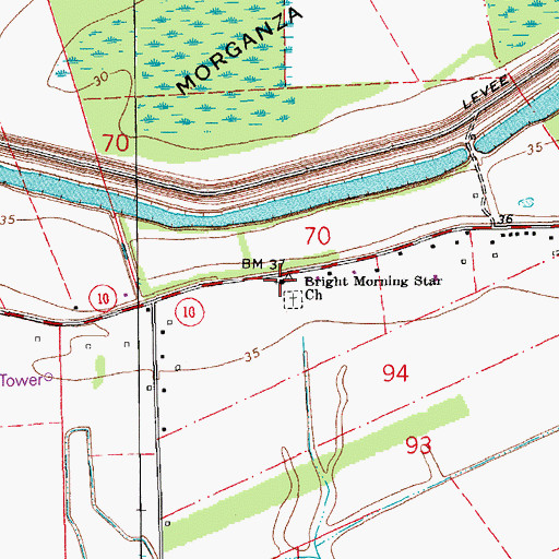 Topographic Map of Bright Morning Star Church, LA