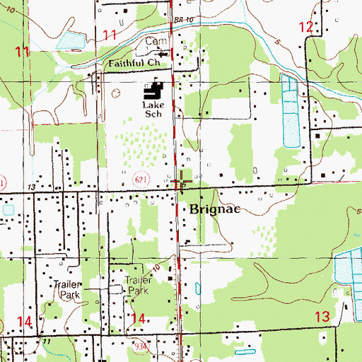 Topographic Map of Brignac, LA