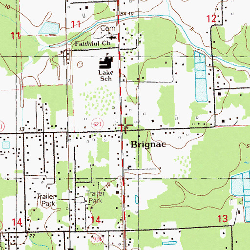 Topographic Map of Brignac, LA