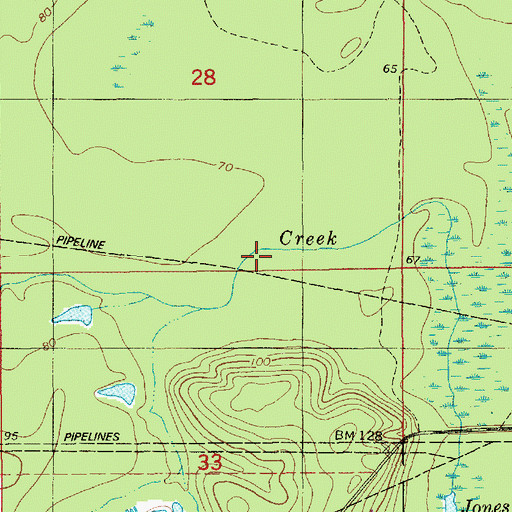 Topographic Map of Briny Bridge Creek, LA