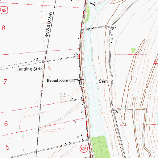 Topographic Map of Broadroom Church, LA