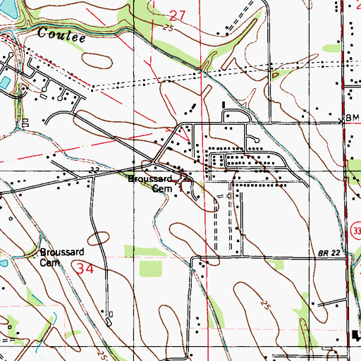 Topographic Map of Broussard Cemetery, LA