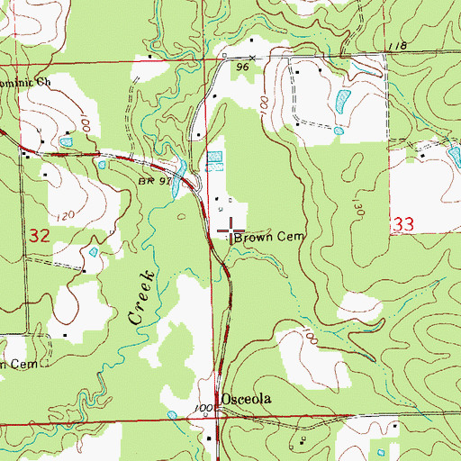 Topographic Map of Brown Cemetery, LA