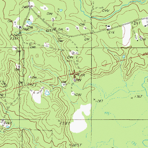 Topographic Map of Brown Cemetery, LA
