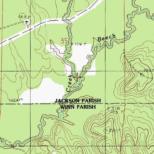 Topographic Map of Brown Creek, LA