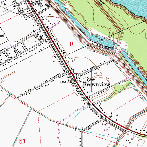 Topographic Map of Brownview, LA