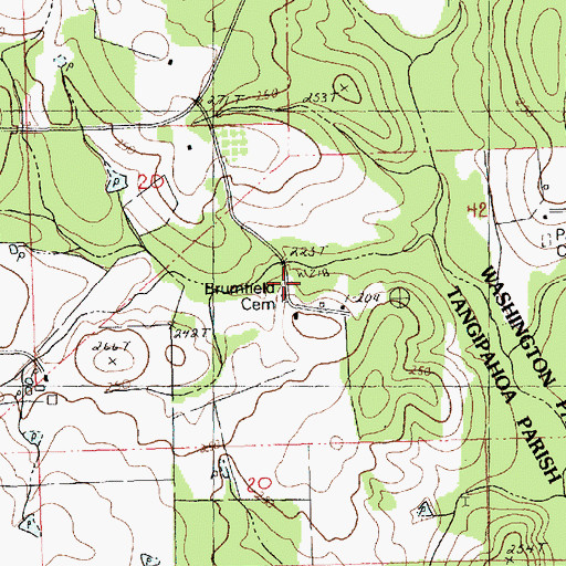 Topographic Map of Brumfield Cemetery, LA