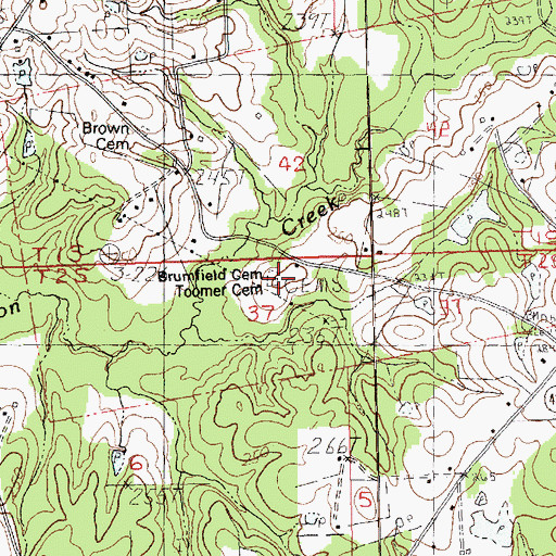 Topographic Map of Brumfield Cemetery, LA