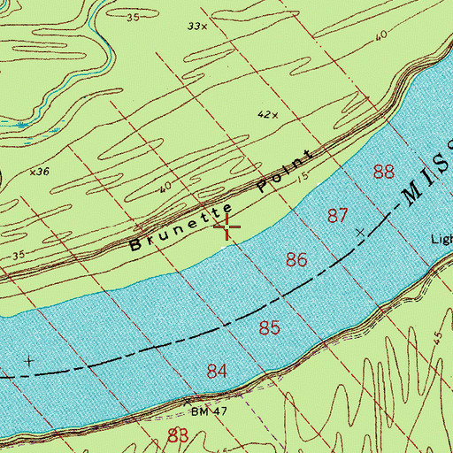 Topographic Map of Brunette Point, LA