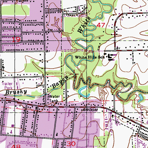 Topographic Map of Brushy Bayou, LA