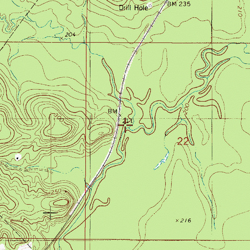 Topographic Map of Brushy Branch, LA