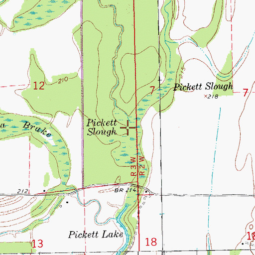 Topographic Map of Pickett Slough, AR