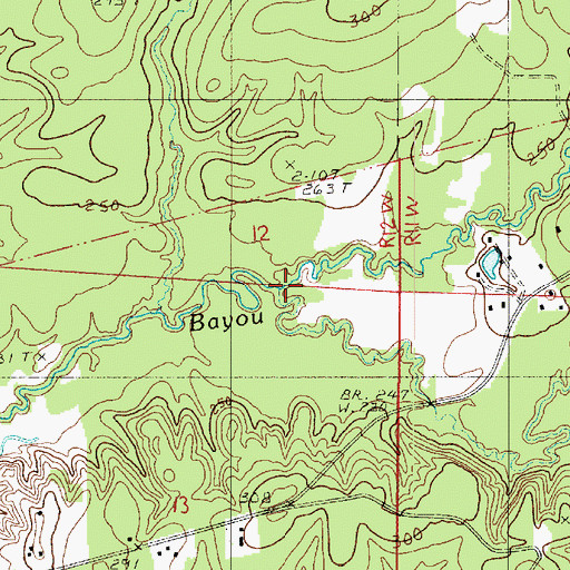Topographic Map of Brushy Creek, LA
