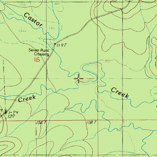 Topographic Map of Brushy Creek, LA