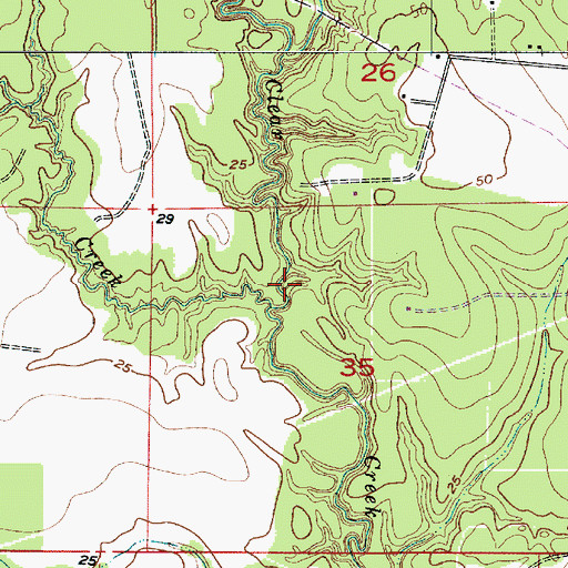 Topographic Map of Brushy Creek, LA