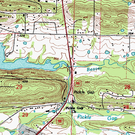 Topographic Map of Pickle Gap Creek, AR