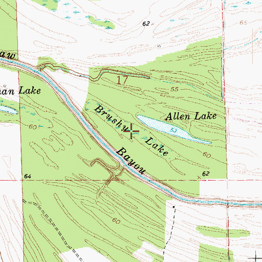 Topographic Map of Brushy Lake, LA