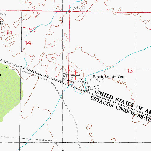 Topographic Map of Blankenship Ranch, AZ