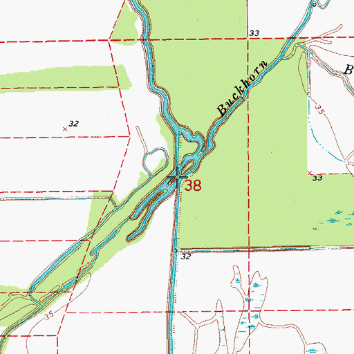 Topographic Map of Buckhorn Bayou, LA