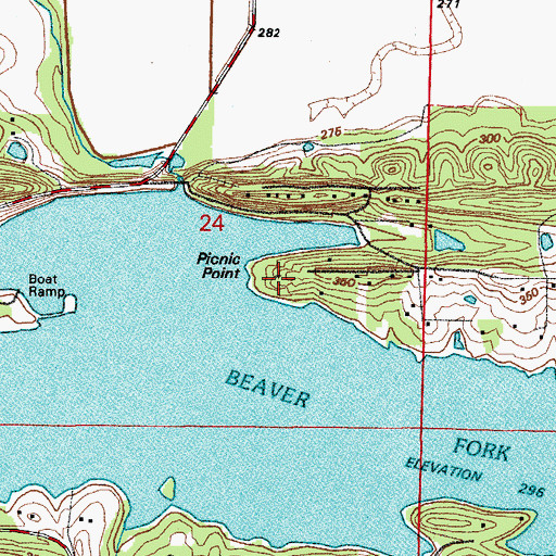 Topographic Map of Picnic Point, AR