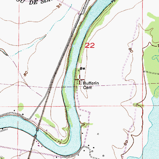 Topographic Map of Bufferin Cemetery, LA