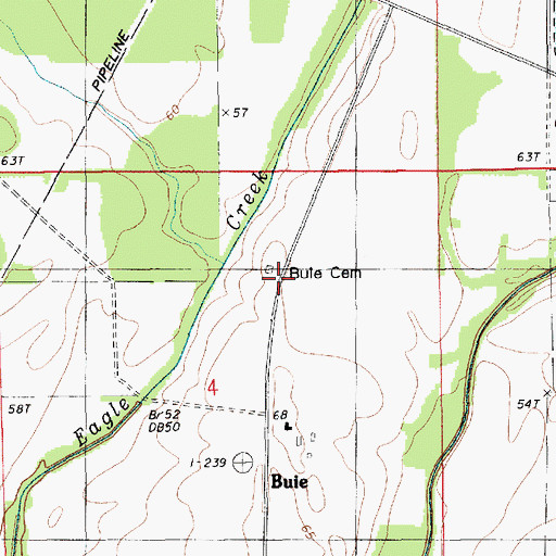 Topographic Map of Buie Cemetery, LA