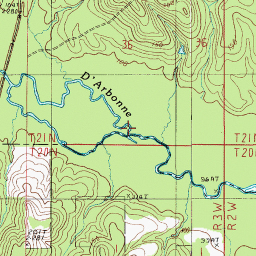 Topographic Map of Bull Creek, LA