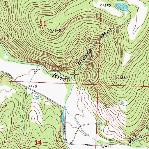 Topographic Map of Pierce Hollow, AR