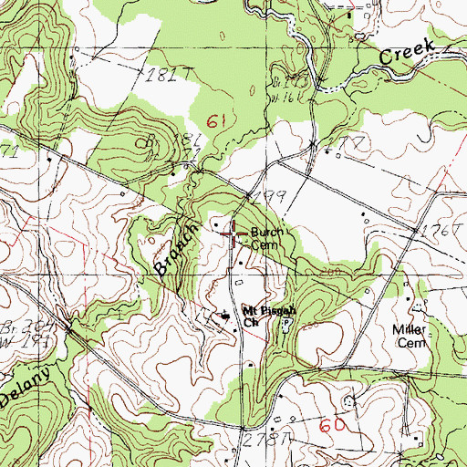 Topographic Map of Burch Cemetery, LA