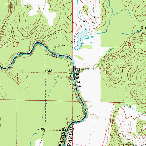 Topographic Map of Burkett Creek, LA