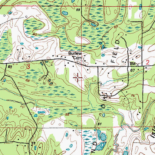 Topographic Map of Burlew Cemetery, LA
