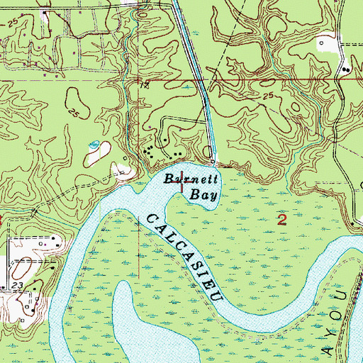 Topographic Map of Burnett Bay, LA
