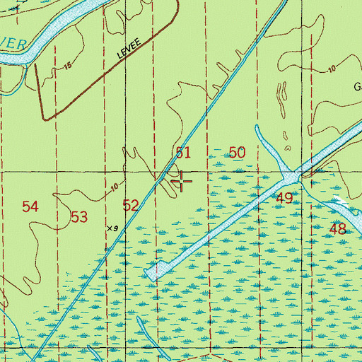 Topographic Map of Burns Bayou, LA