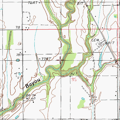 Topographic Map of Burns Bayou, LA