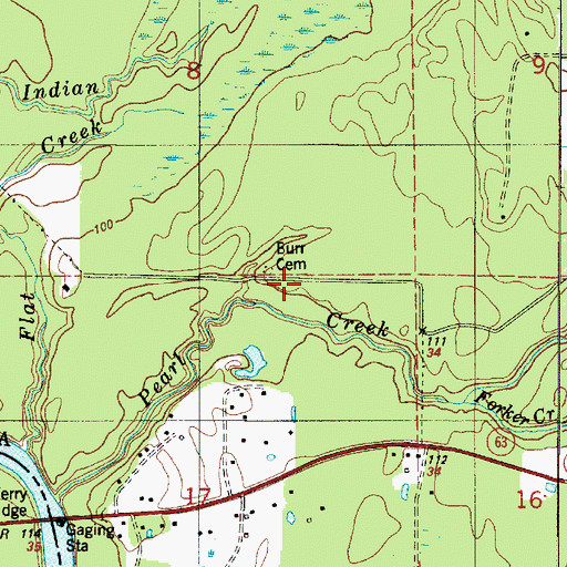 Topographic Map of Burr Cemetery, LA