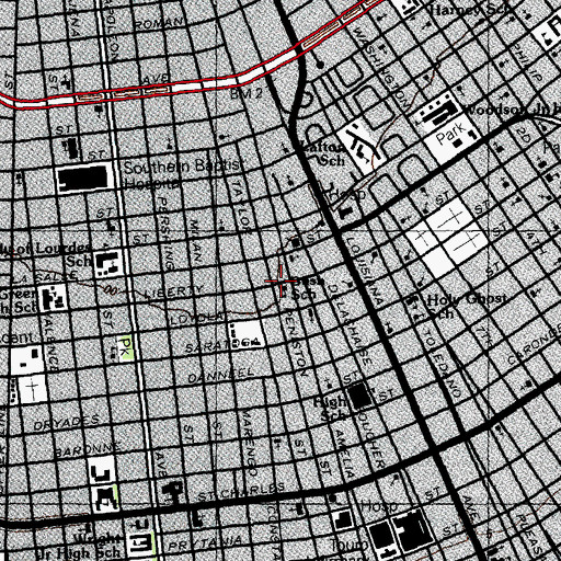 Topographic Map of Bush School, LA