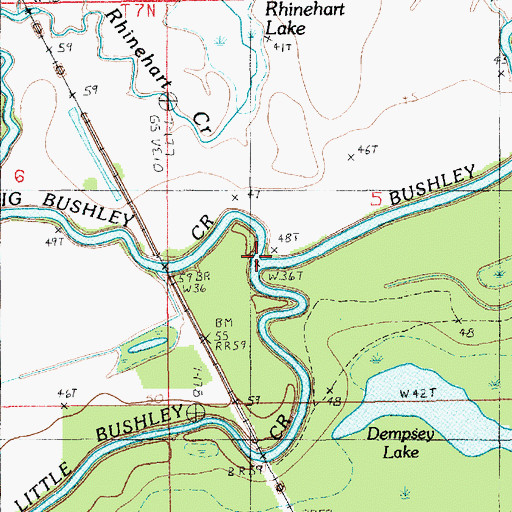 Topographic Map of Bushley Creek, LA
