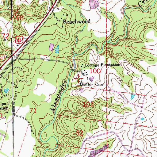 Topographic Map of Butler Cemetery, LA